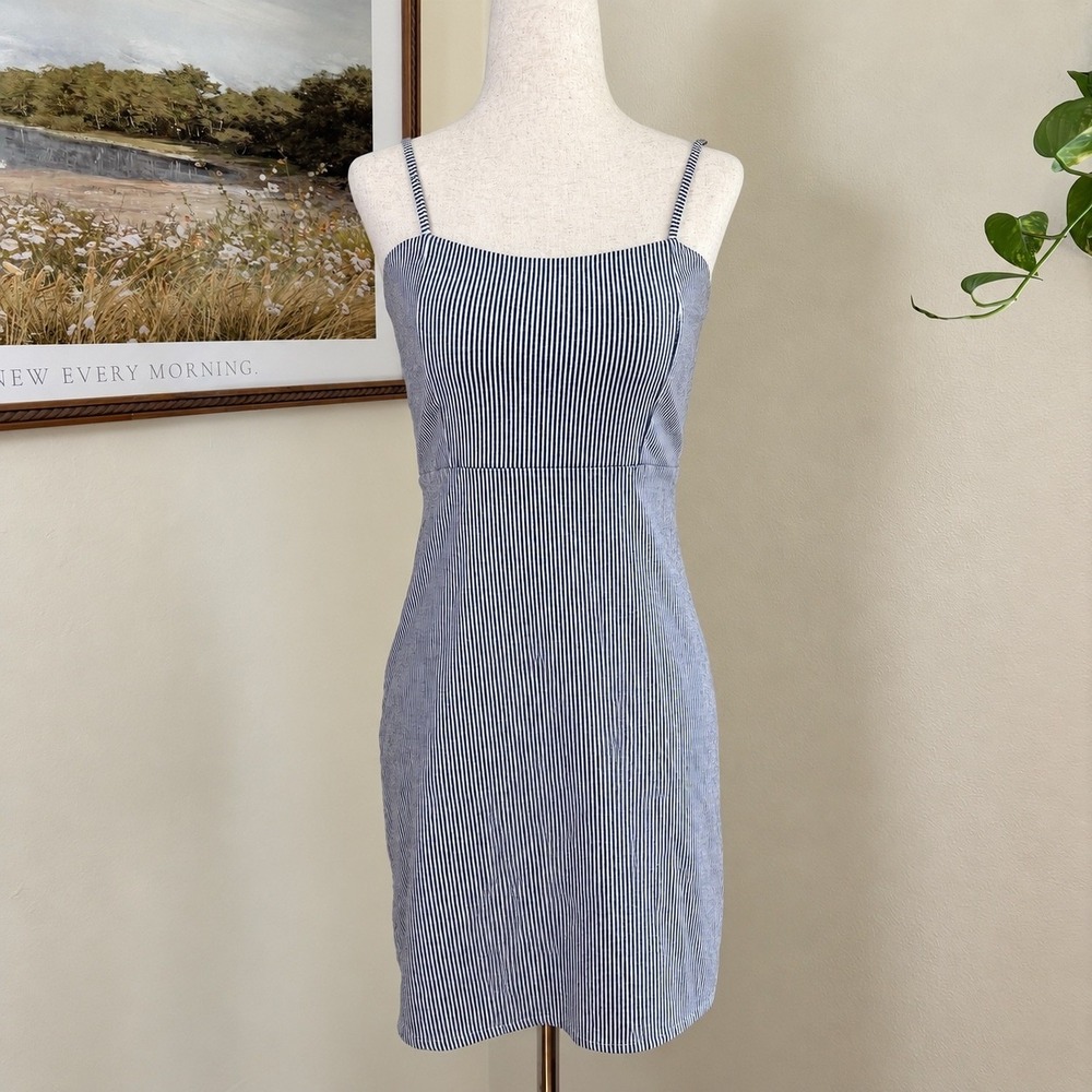 Brandy melville blue striped mini dress one size/XS/S spaghetti straps